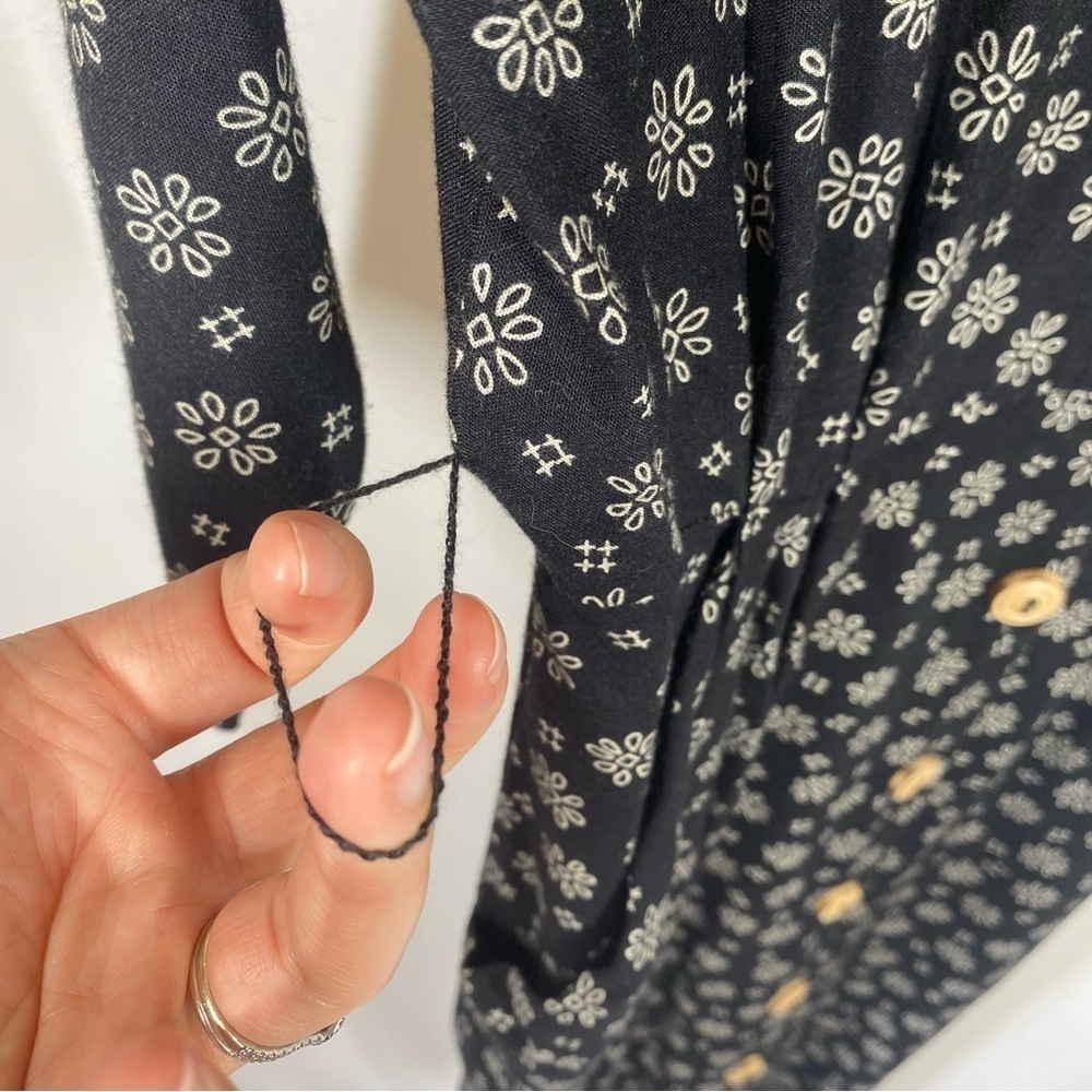JSJ Petites | Vintage Dress Floral 3/4 Sleeves Black Button Up Size 5/6 - Picture 8 of 11